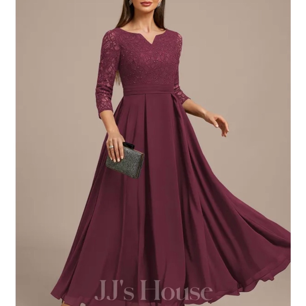 Elegant burgundy lace dress